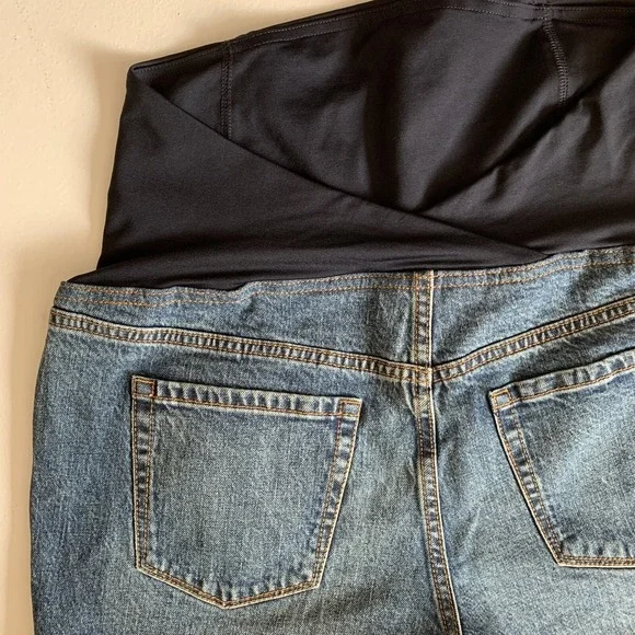 Isabel Maternity Shorts Size 8 Blue Jean Maternity Shorts Crossover Panel NWT - Picture 4 of 12